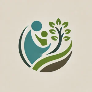 A logo design featuring vector art that visually represents the concept of a parent and child growing together.